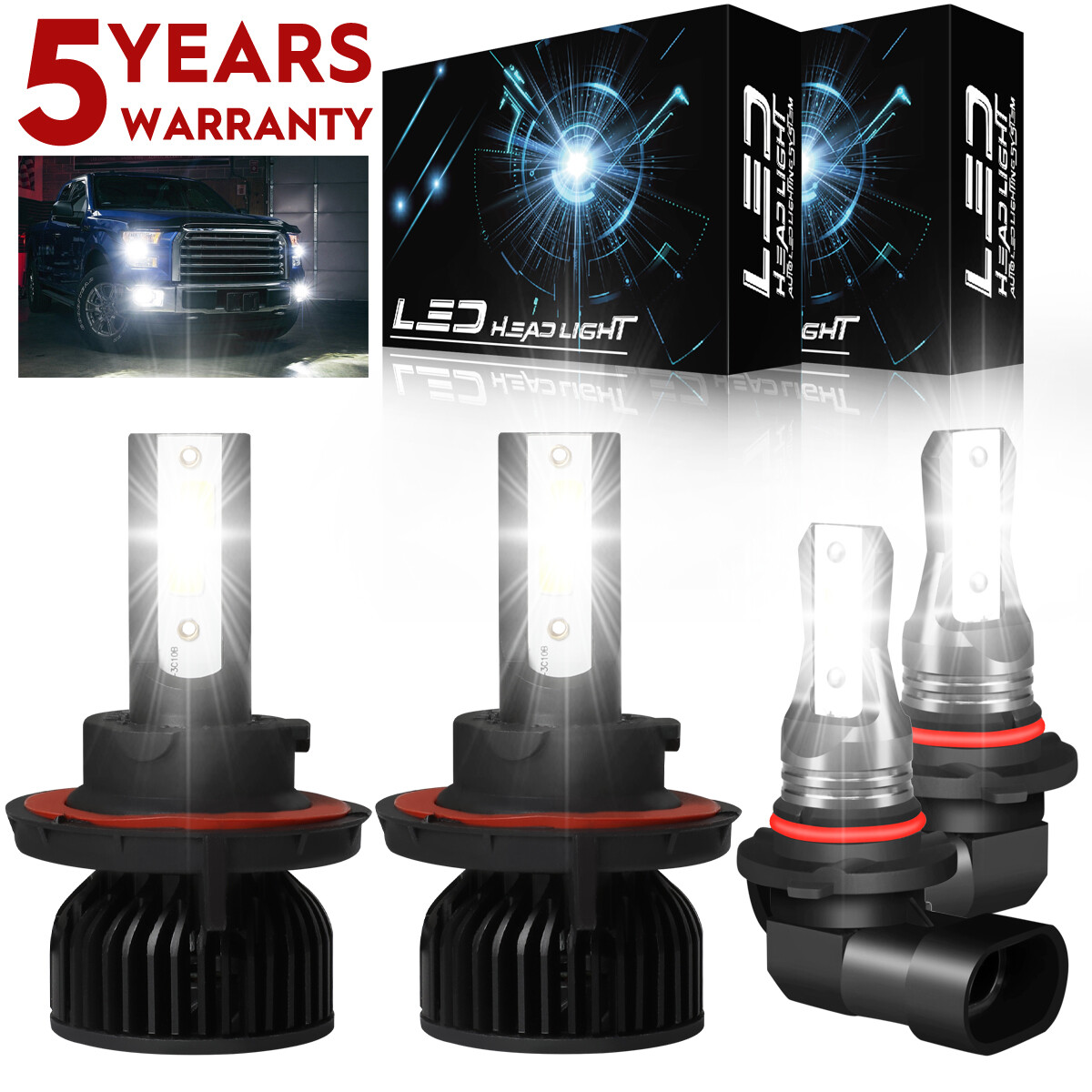 For Dodge Ram 1500 2500 3500 2006 2007 2008 2009 LED Headlight Foglight Bulb P4C