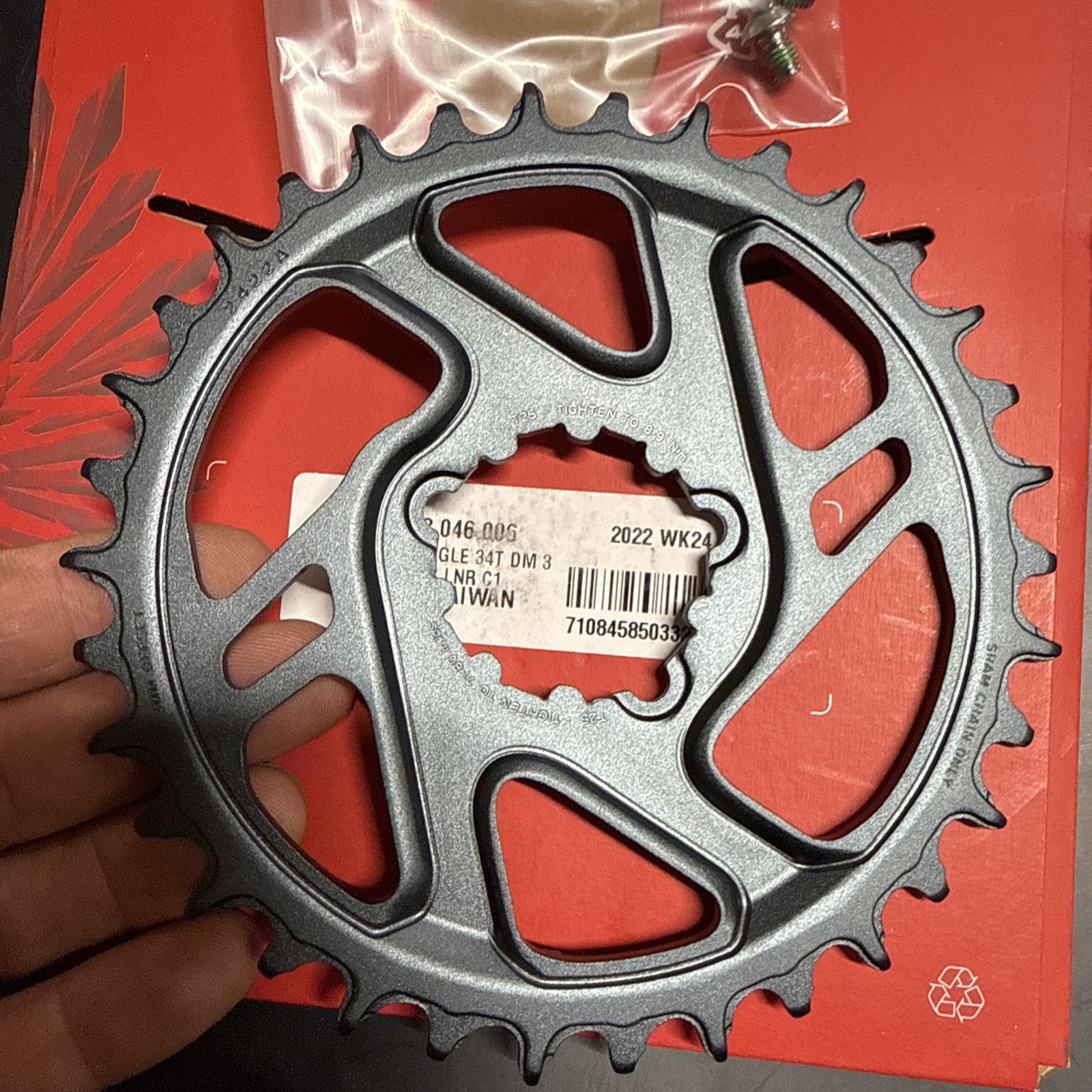 Sram Eagle 12 Speed Chainring 3mm Offset 34t 3 Bolt Spider (9479-60)