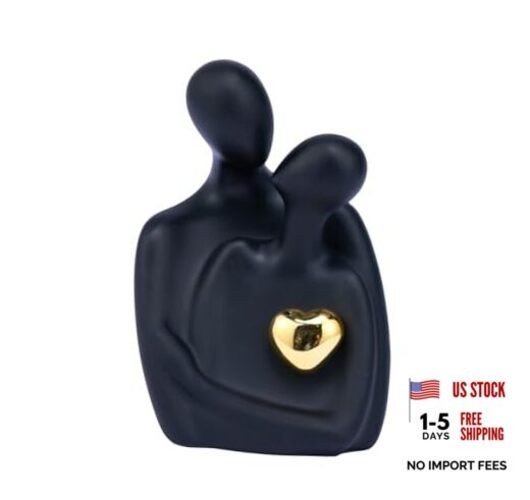 Black 4.29in Embracing Couple Statue, Suitable for Couples and Lovers, Black a