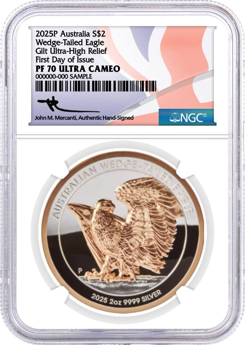 2025 P $2 Australia 2oz Wedge-Tailed Eagle UHR Rose Gold Gilt NGC PF70 UCAM FDOI