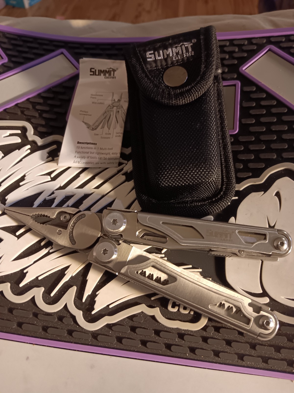 Summit 15 In 1 Multi Tool with A Sheath Stainless Steel Blades High End Budget.