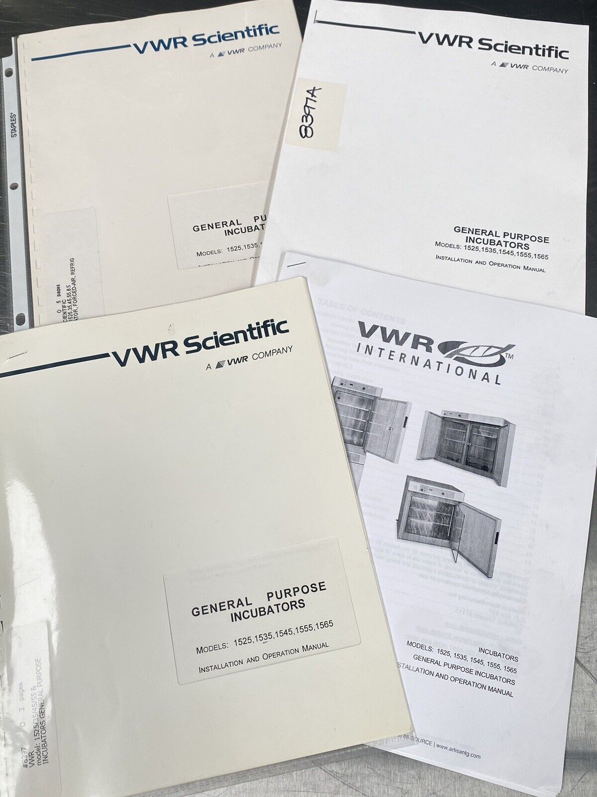 VWR Scientific Reach-in Incubator & Vaccum Oven- Users Manual /Instructions Book