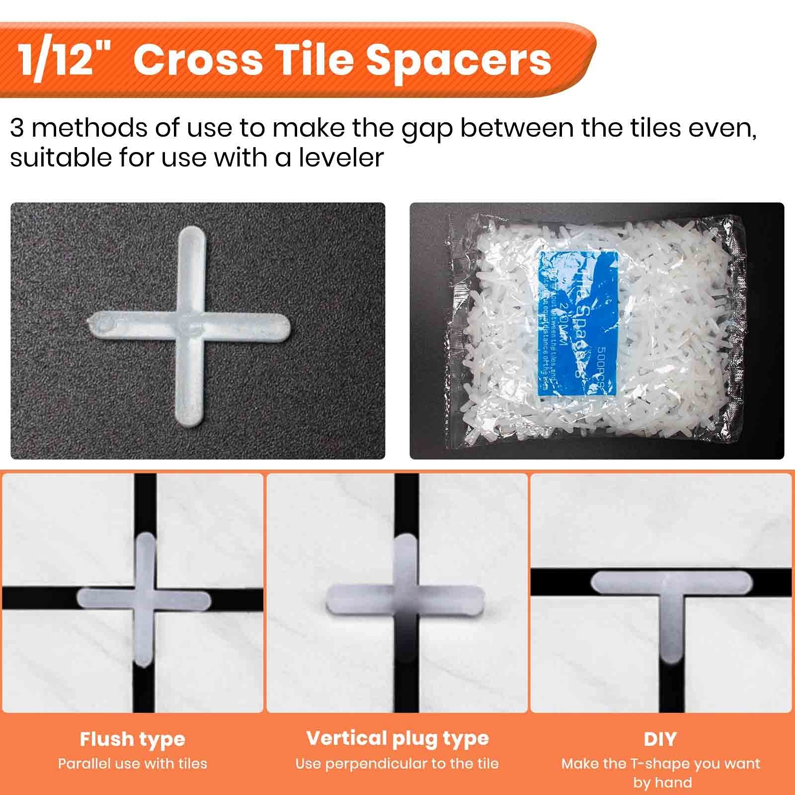 Tile Leveling System Reusable Tool Kit 200pcs Spacers 1000pcs 2mm Cross Wrenches
