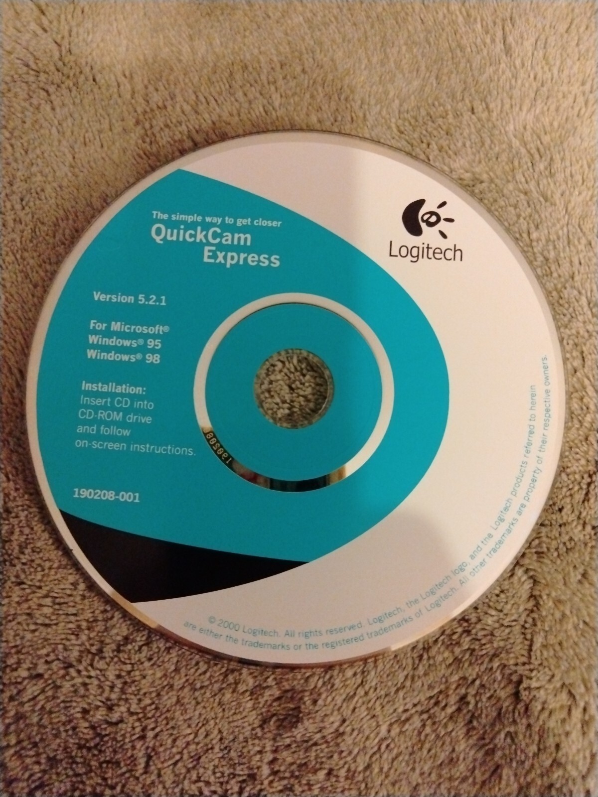 Logitech 2000 Quick Cam Express Version 5.2.1. CD For Microsoft Windows 95 98