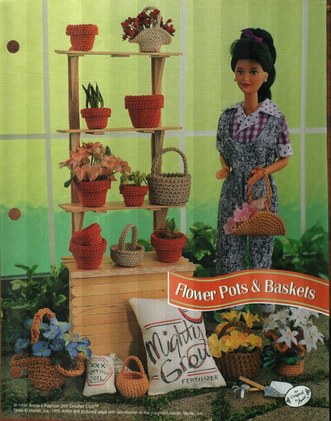 NEW FLOWER POTS & DAY AT BEACH FASHION DOLL ANNIE'S CROCHET PATTERN INSTRUCTIONS