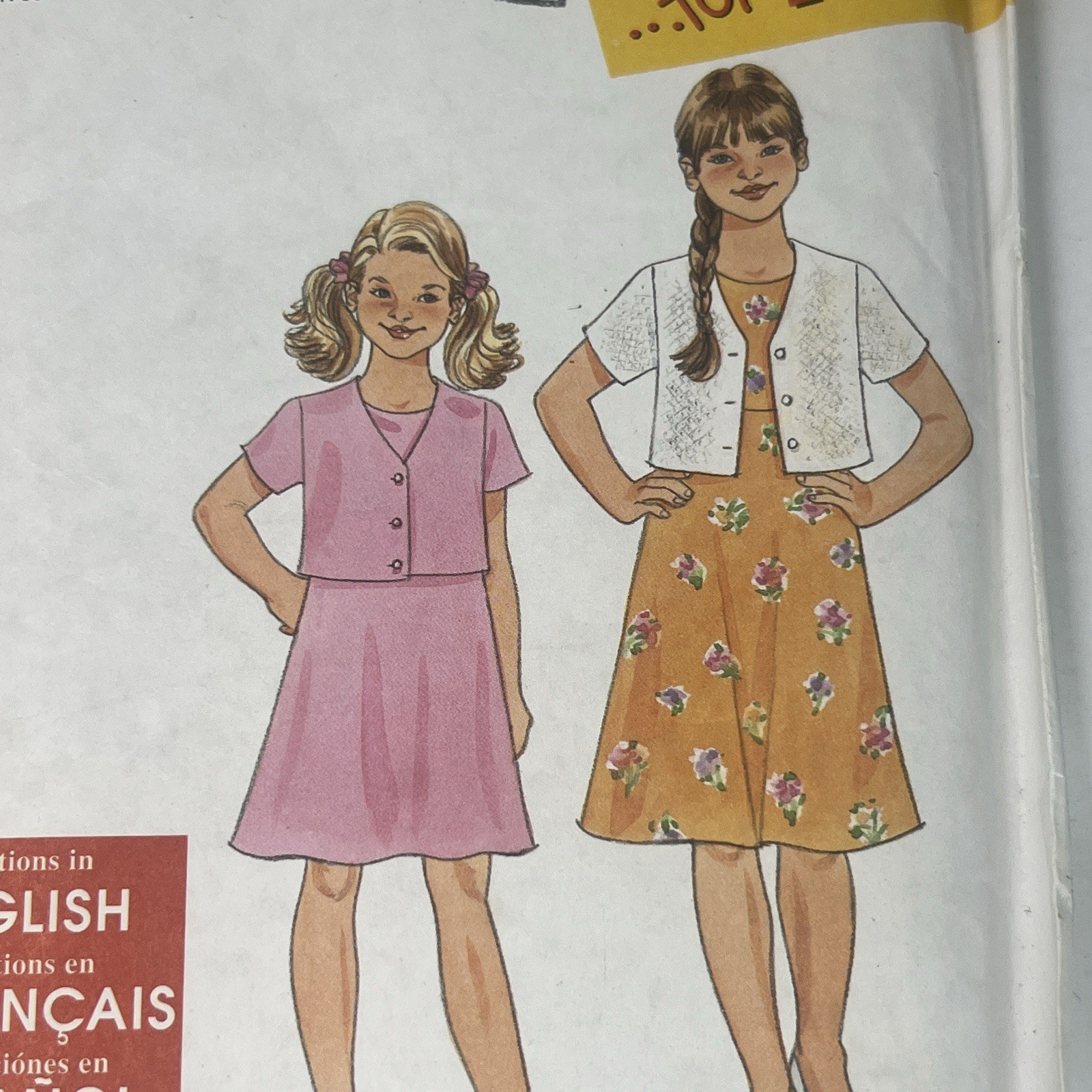Simplicity 8033 Kids Dress & Jacket Sewing Pattern Size 7-16 Easy