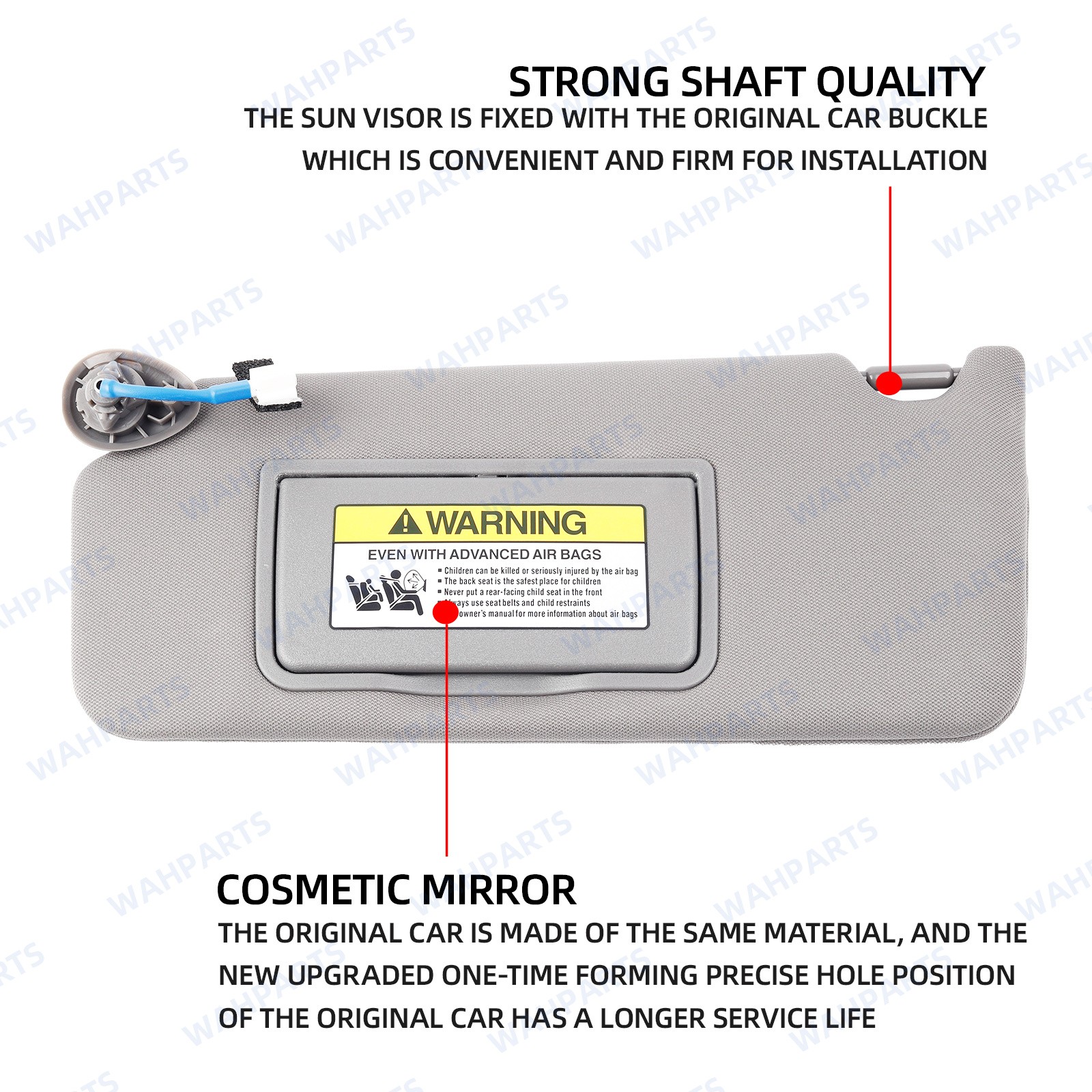 For 2008-2017 Honda Accord Gray Left Driver Side Sun Visor w/ Light & Mirror