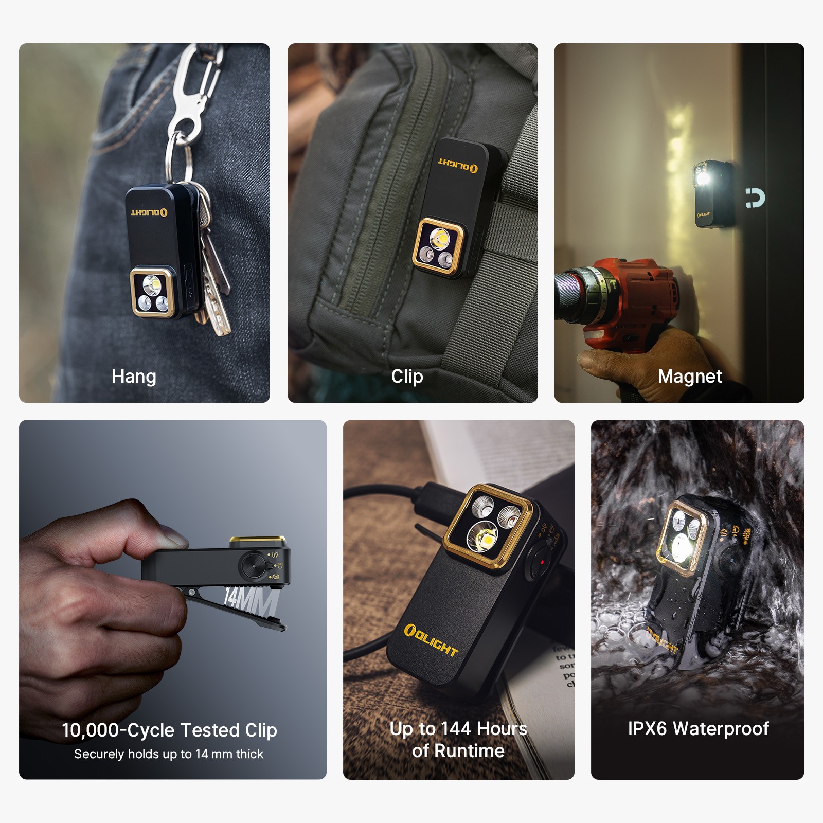 Olight Oclip Pro S Black Multifunctional Clip Flashlight & Oclip Headlamp Strap