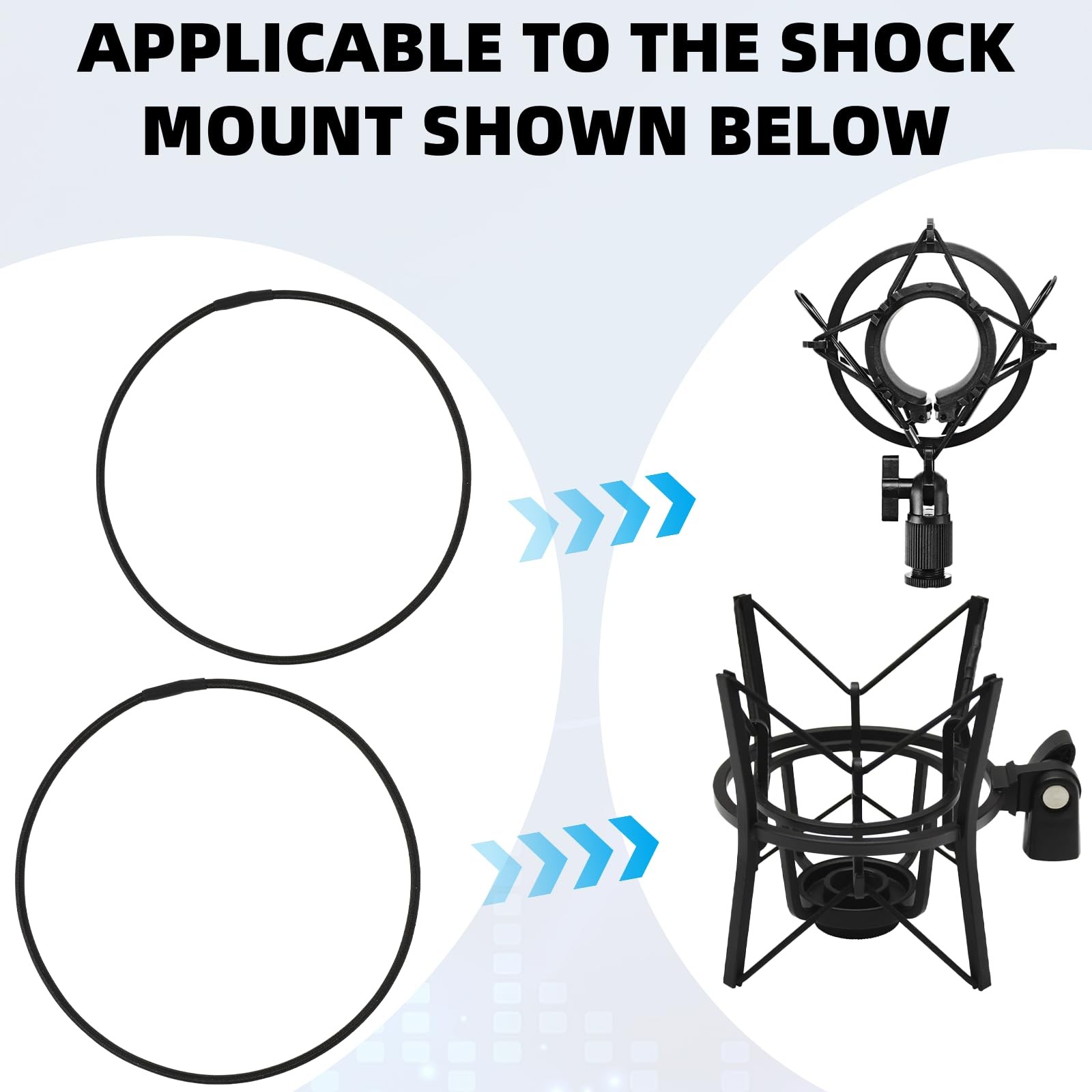 8PCS Microphone Shock Mount Rubber Ring, Black Universal Elastic Bands