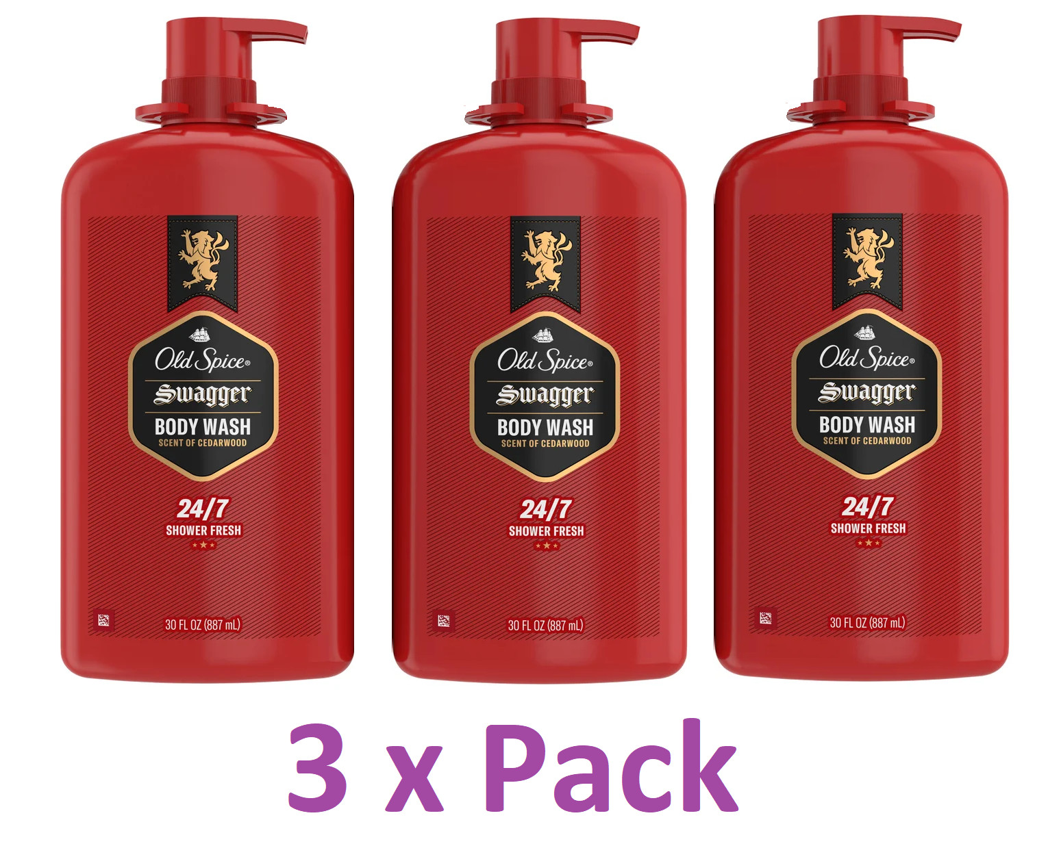 (Lot of 3) Old Spice Swagger Body Wash, Cedarwood Scent, 30 fl oz