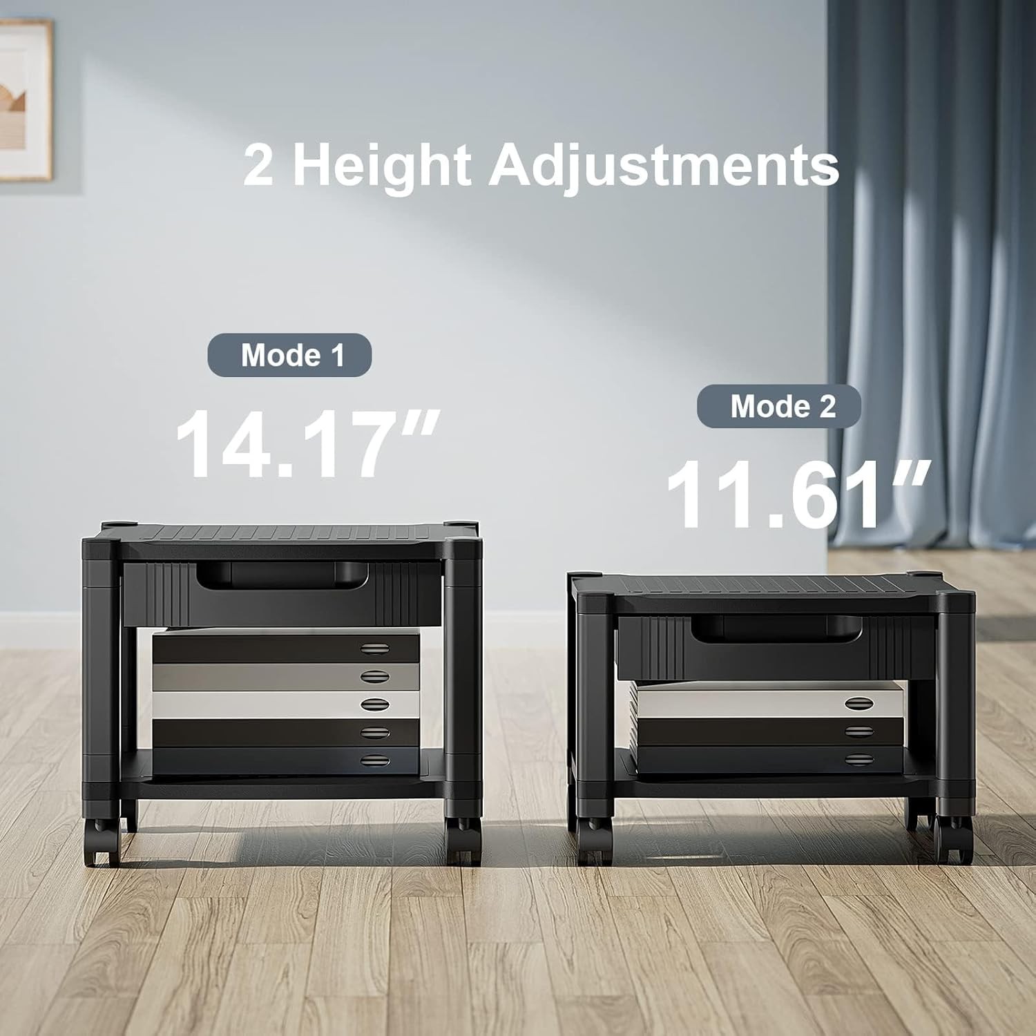 Printer Stand W/ Cable Management & Storage Drawer Printer Table W/ Locking