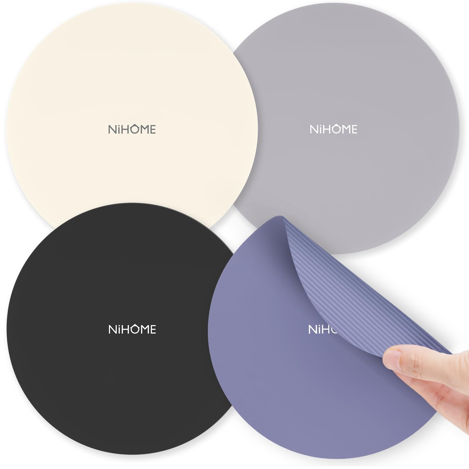 NiHome Silicone Jar Opener Gripper Pads, 6 Round Shape, Neutral Colors-4PCS