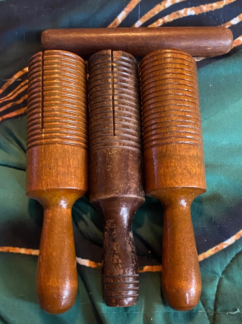 Vintage-Wooden Guiro Musical Instrument-Lot of 3-w/ Wooden Stick