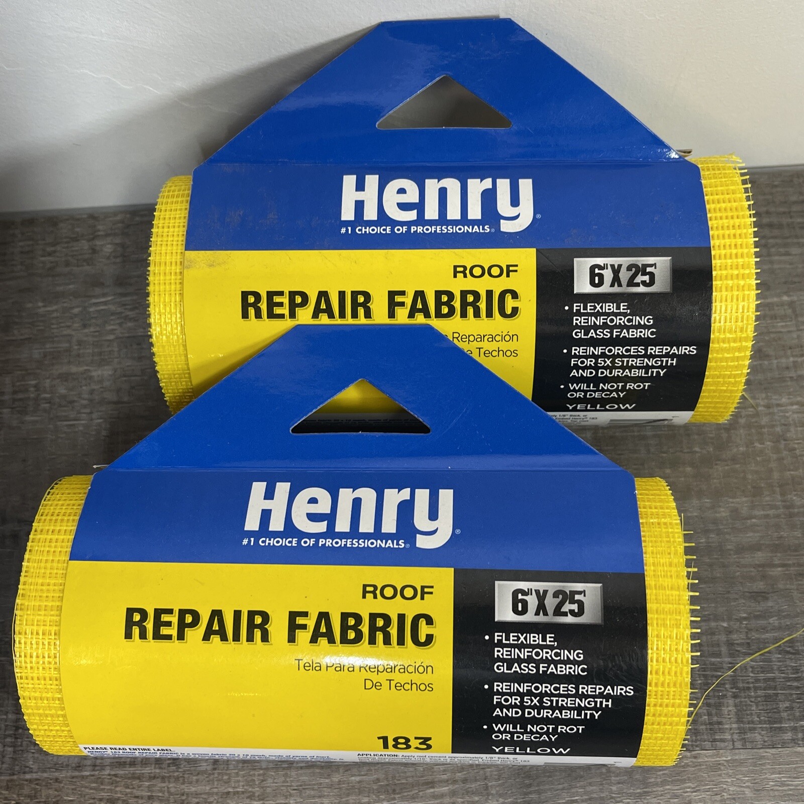 2x Henry 183 Series HE183196 Roof Repair Fabric 25ft X 6in Fiberglass Tape 25'x6