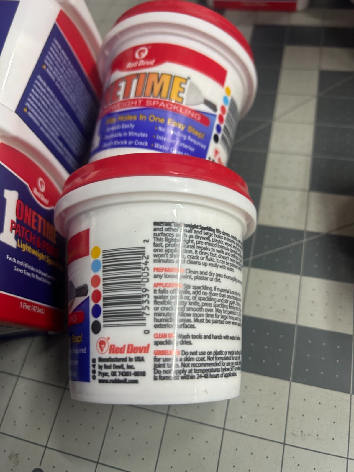 5-pack lot Pint Red Devil Onetime Patch & Prime Lightweight Spackling White 0540