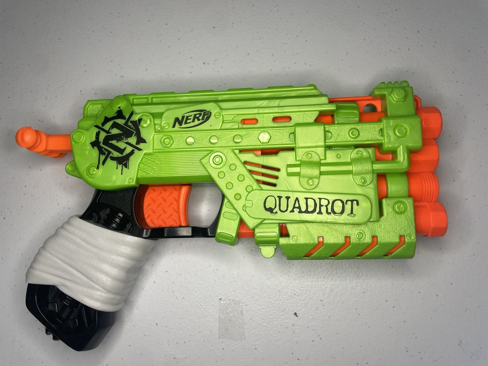 Nerf Zombie Strike Green Quadrot Elite Dart Gun Blaster works
