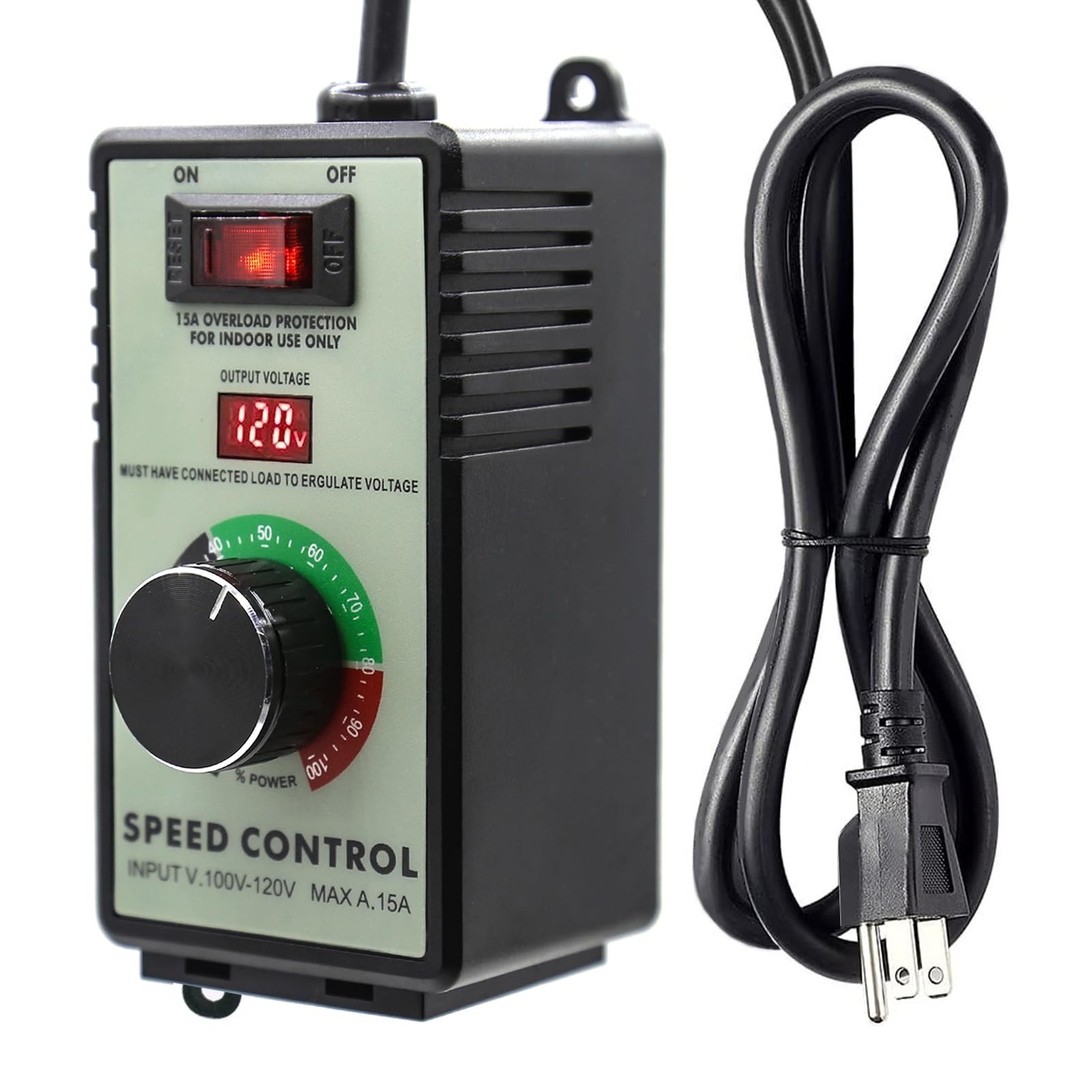 ZOWZEA AC Motor Variable Speed Controller 120V 15A 4000W with Overload Black