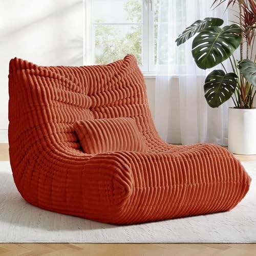 Bean Bag Chair with Lumbar Pillow, Gaint Bean Bag Chairs for Adults, Orange