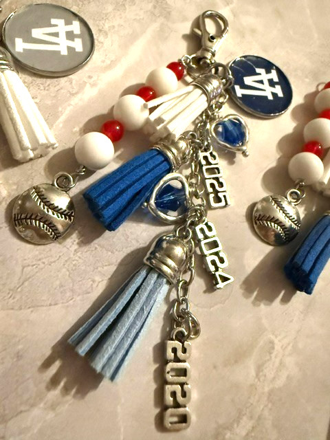 DODGERS Bag Charm 2025 2024 2020 Baseball Hearts Tassels New Limited Made in USA
