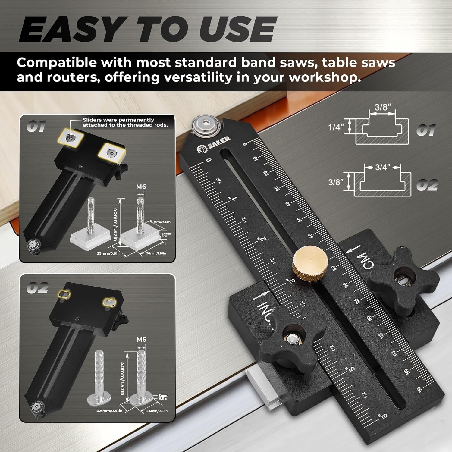 Saker Thin Rip Jig Table Saw Jig Guide, Making Repetitive Narrow Strip Cuts, Fit