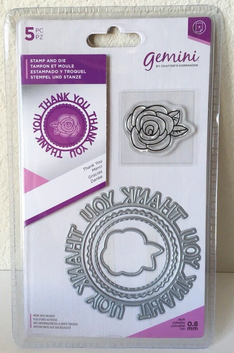Gemini Circular Sentiment Stamp & Die Set Crafters Companion Thank You New