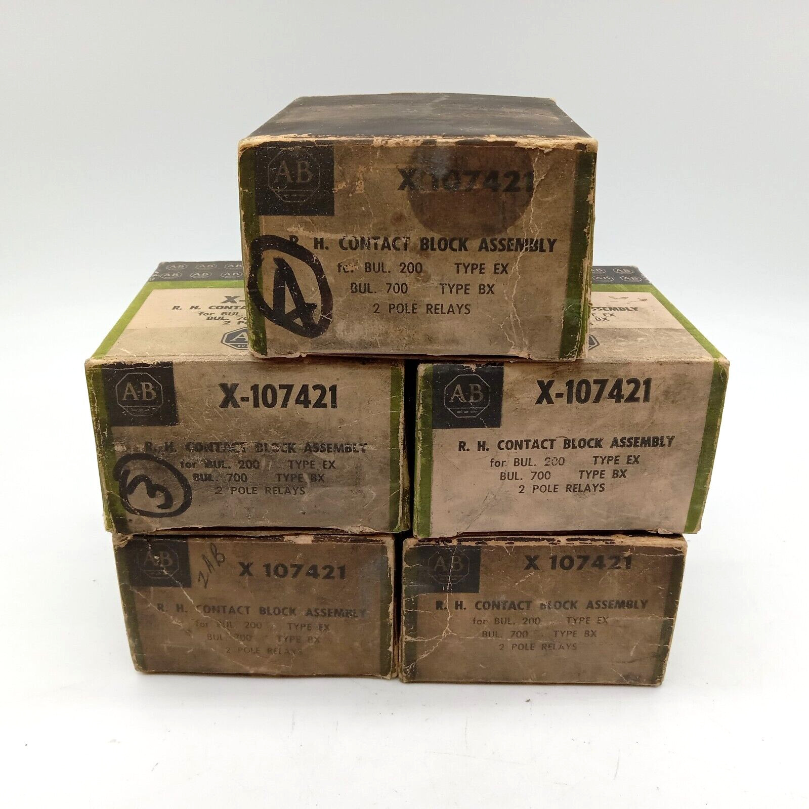 Allen-Bradley X-107421 Contact Block Assembly Lot of 5