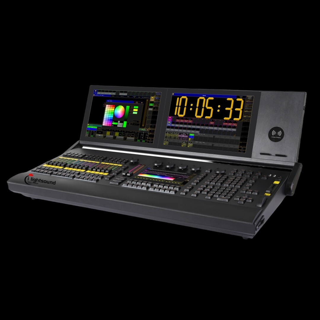Linux version dmx512 light controller desk 3 displays led motorized fader W/case
