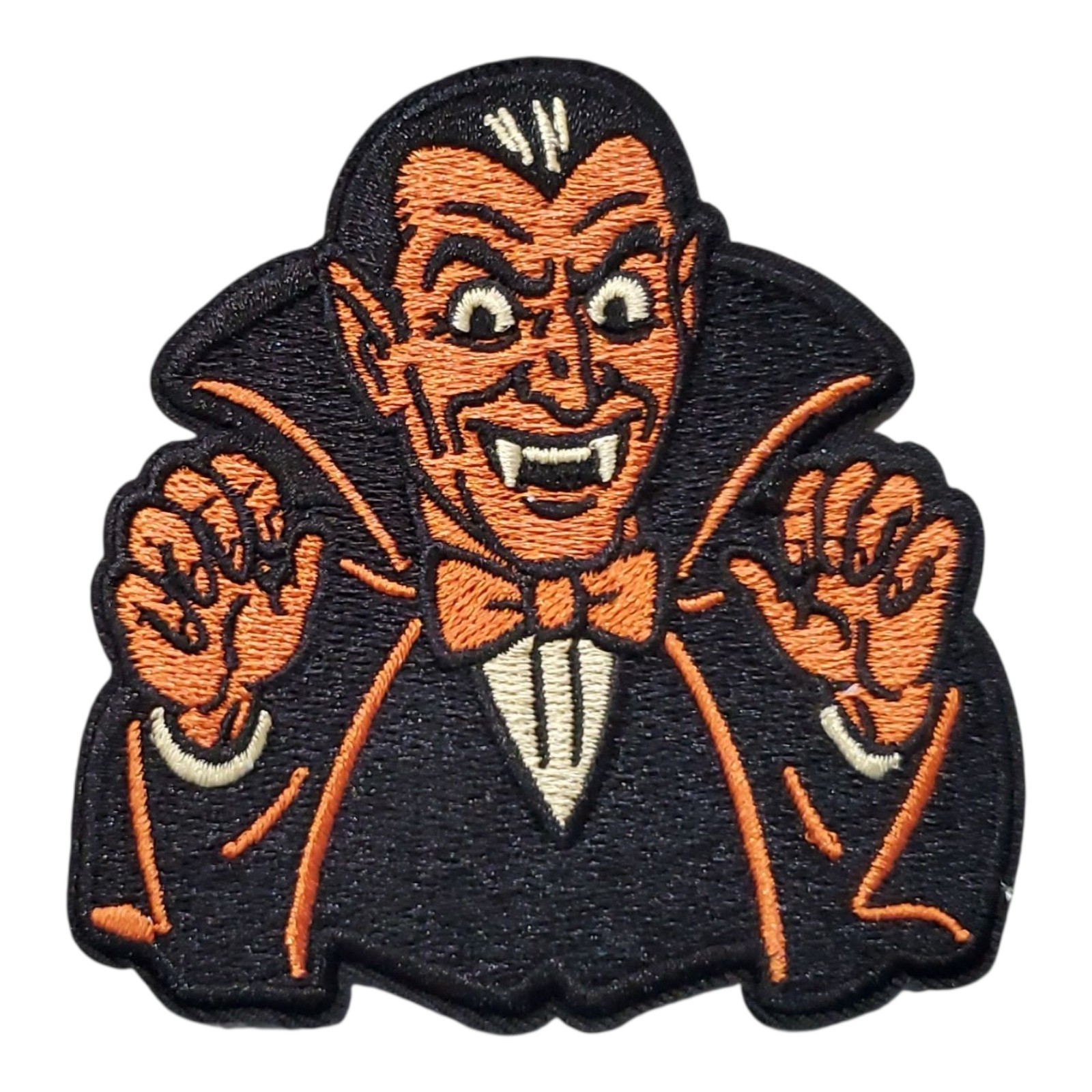 Vintage Halloween Vampire Patch. Fully Embroidered. Iron On Backing. 3"x3"