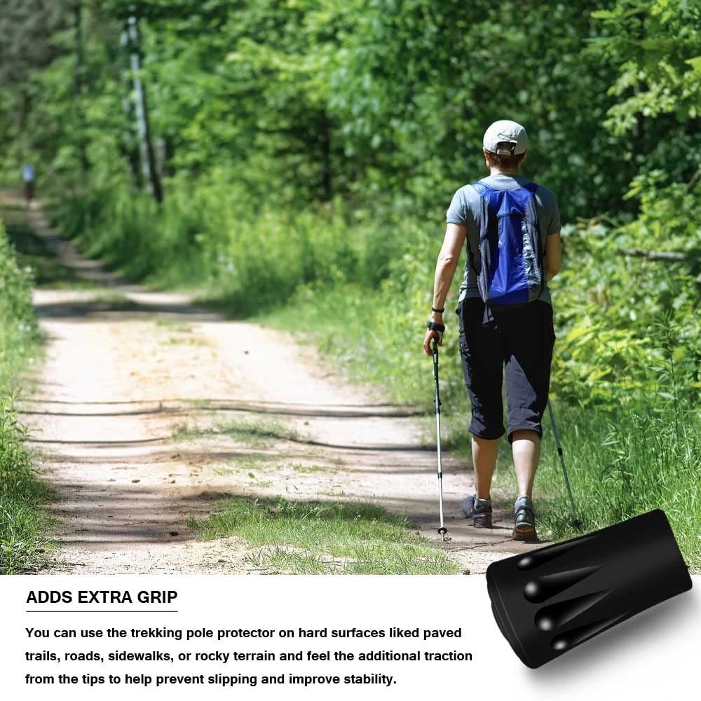 Trekking Pole Tips Protectors Walking Stick Tips, Replacement Rubber Black