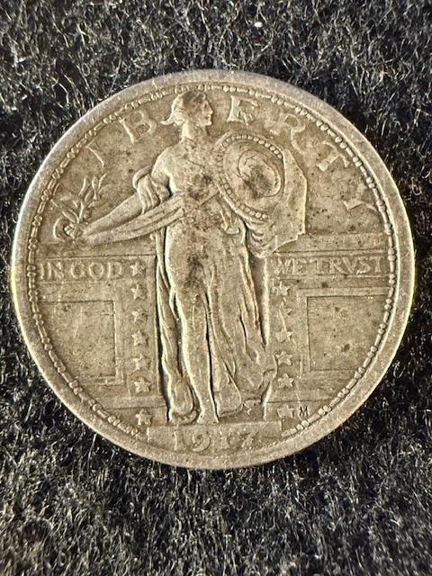 1917-P Standing Liberty Quarter 25C Variety 1 Type 1 - 90% Silver GREAT DETAILS!