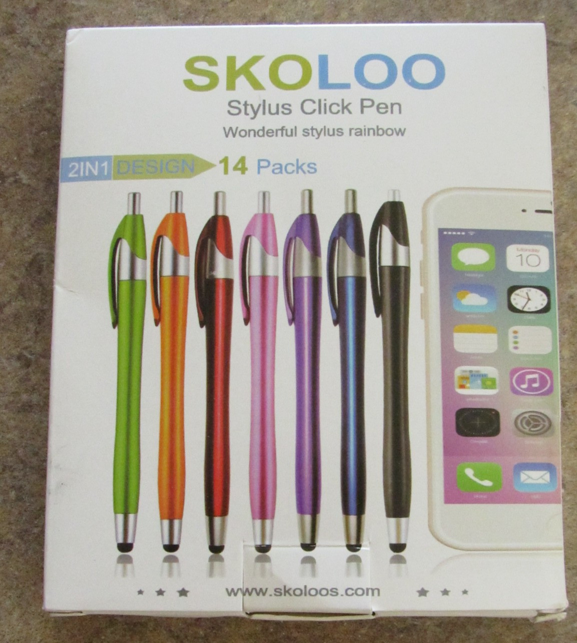 SKOLOO Stylus Click Pen 2 IN 1 Electronic Touch screen 14 pack 7 colors   New