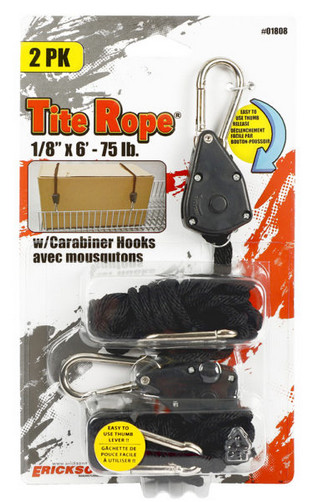 ERICKSON 1/8in x 6ft 75 lb. Tite Rope with Carabiner Hooks 2pk 01808