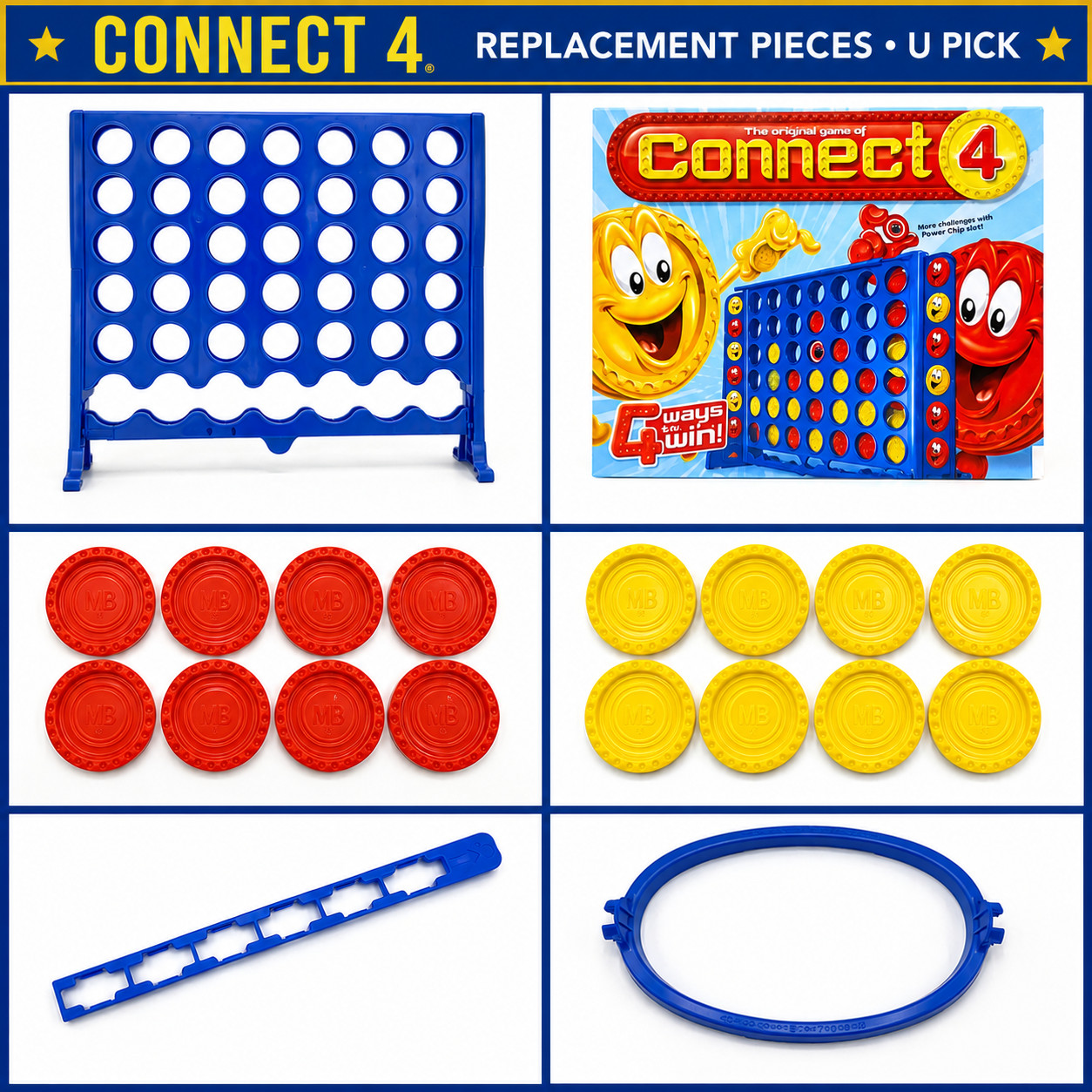 Connect 4 Replacement Pieces U PICK Part Grid Red Yellow Checkers Bar 2008 2009