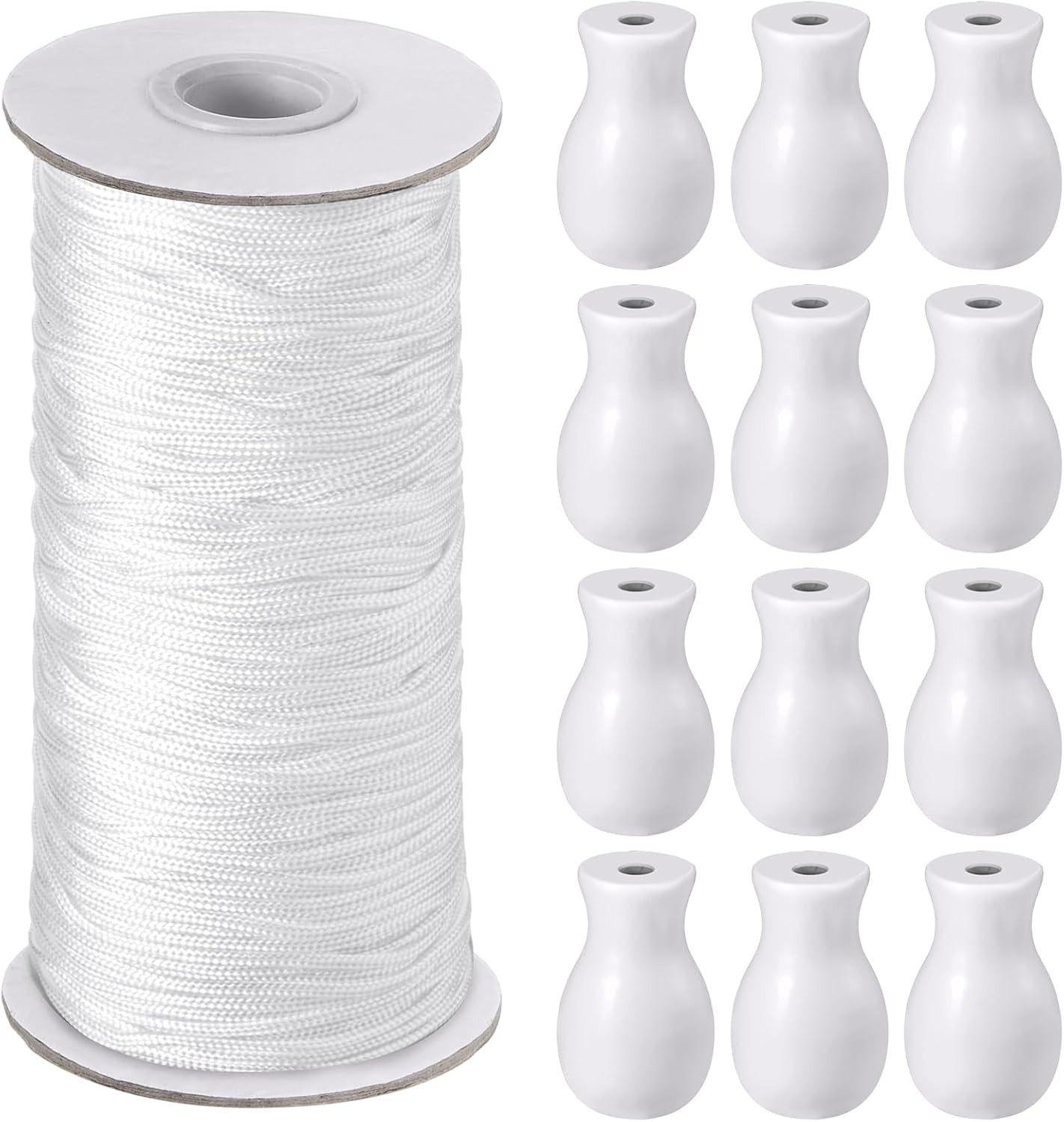 109.36 Yards White Roman Blind Cord 1.8 Mm Braided Lift Shade Cord And 12 Pieces