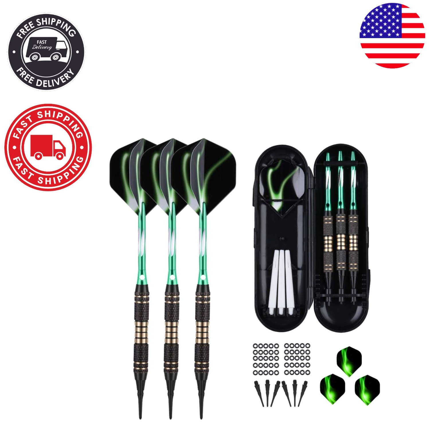 Complete 18g/20g Dart Set for Electronic Boards - Brass, Aluminum & Accessories