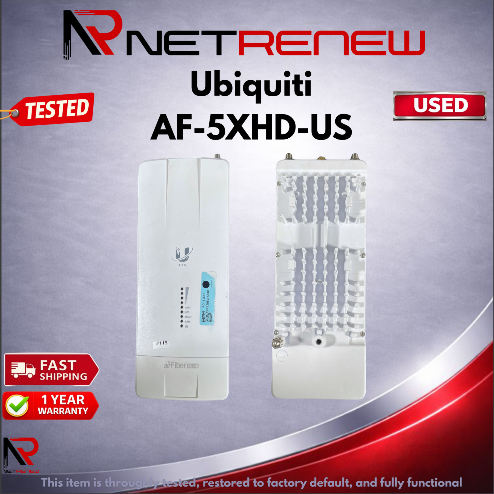 Ubiquiti airFiber AF-5XHD-US 5XHD 5Ghz Backhaul Radio  NO GPS Antenna Item Only