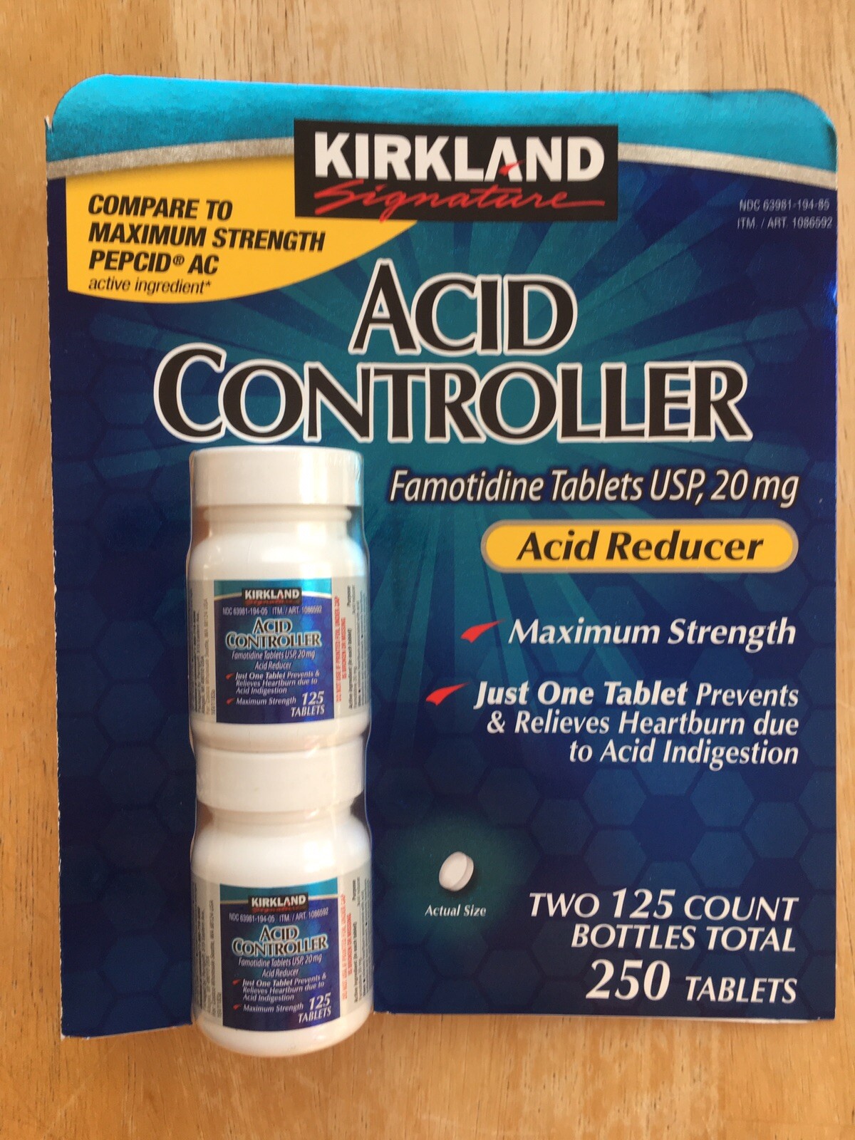 Kirkland Signature Acid Controller 20mg Famotidine - 250 Ct (2x125)