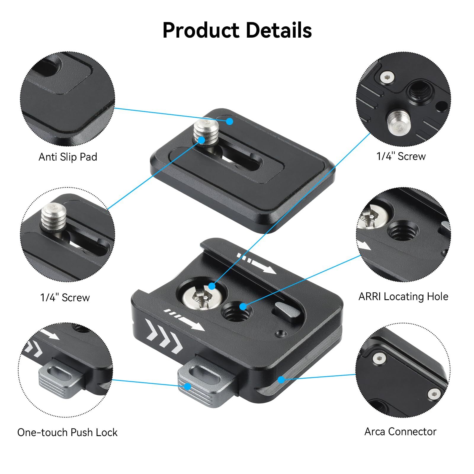 38mm Arca Swiss Quick Release Plate 1/4'' Screw Quick Setup Mount Compatible ...