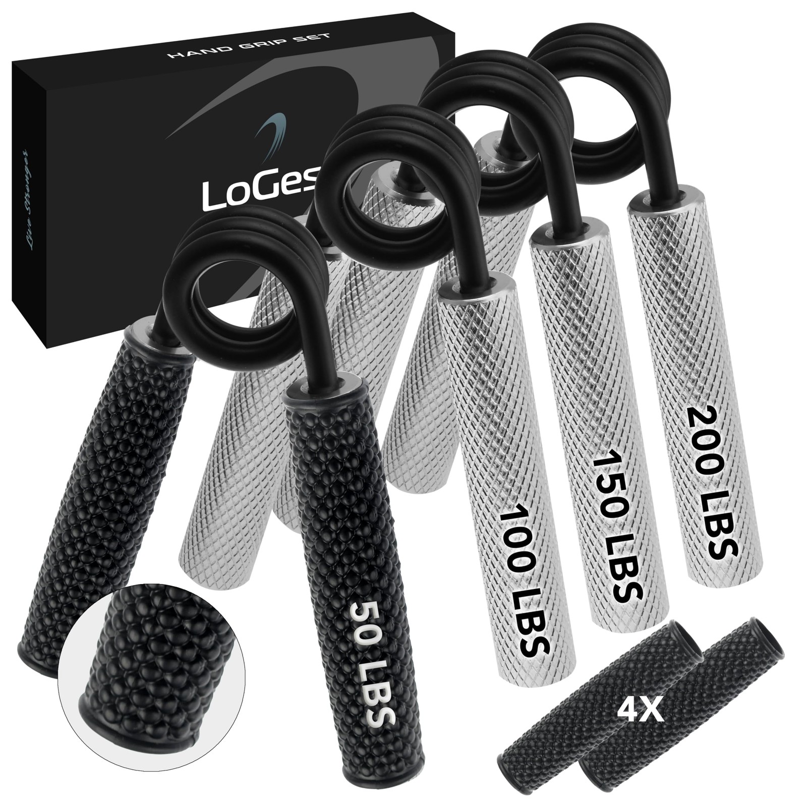 Metal Hand Grip Set, 100LB-200LB 3 Pack 50LB-200LB 4 Pack No Slip Heavy-Duty ...
