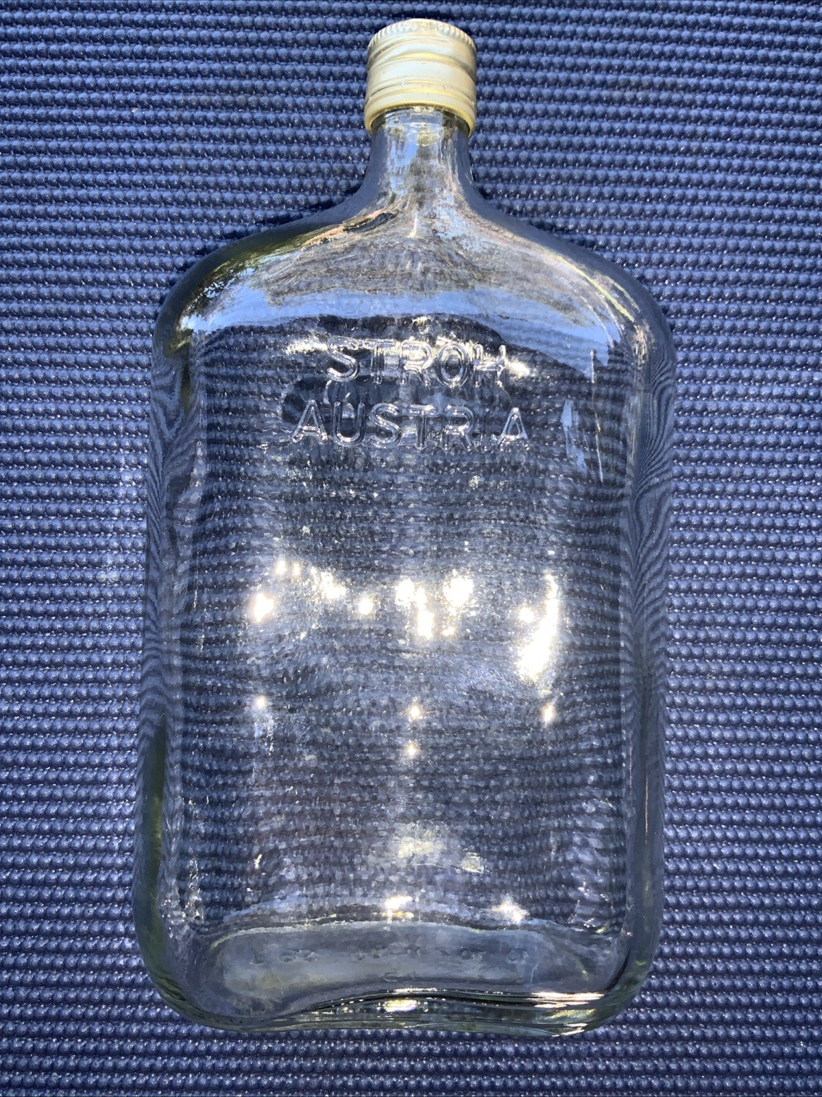 Vintage Stroh Austria Rum Concave Rum Flask Bottle Empty 🔥 001