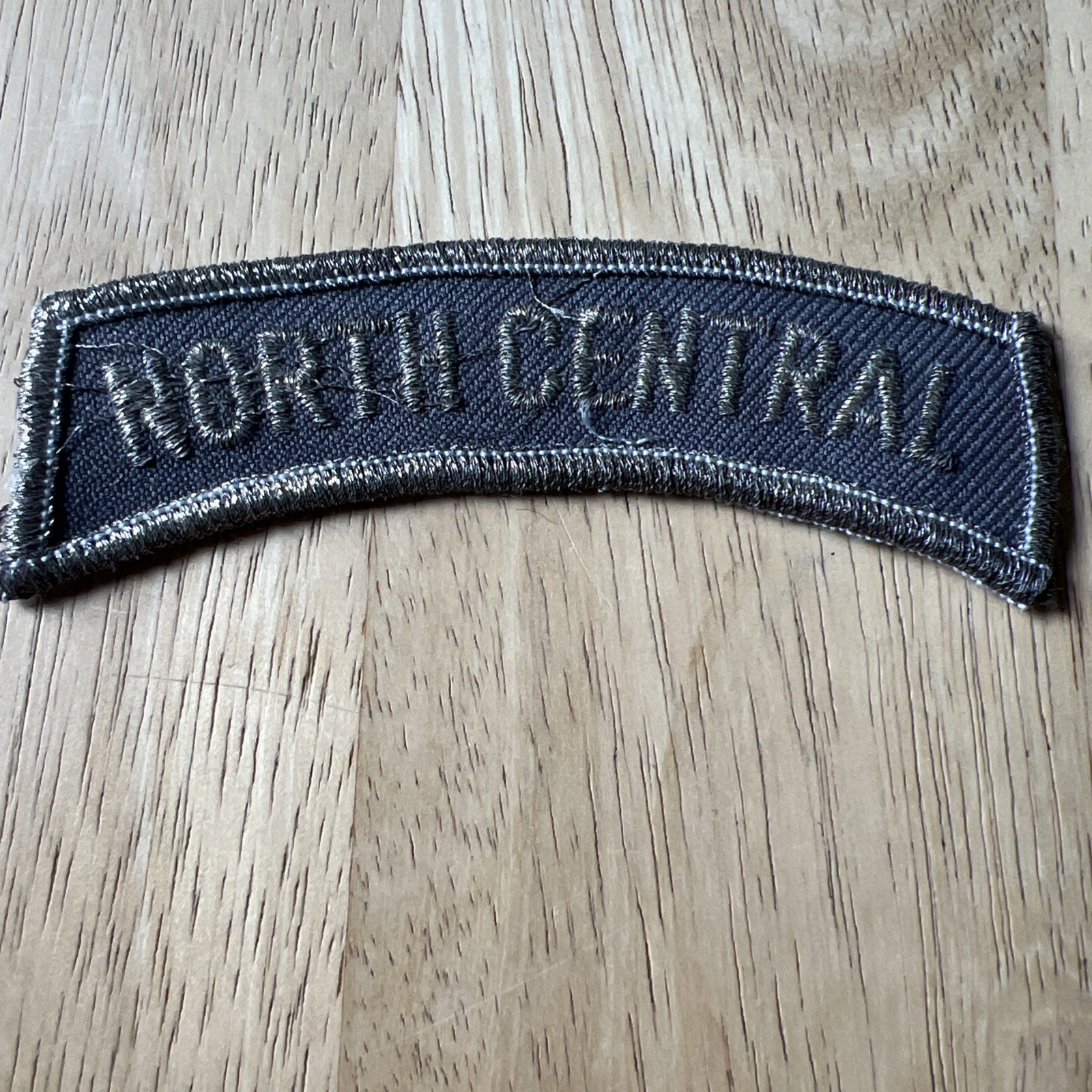 North Central" Embroidered Tactical Rocker Tab Patch (Subdued Gray/Silver)