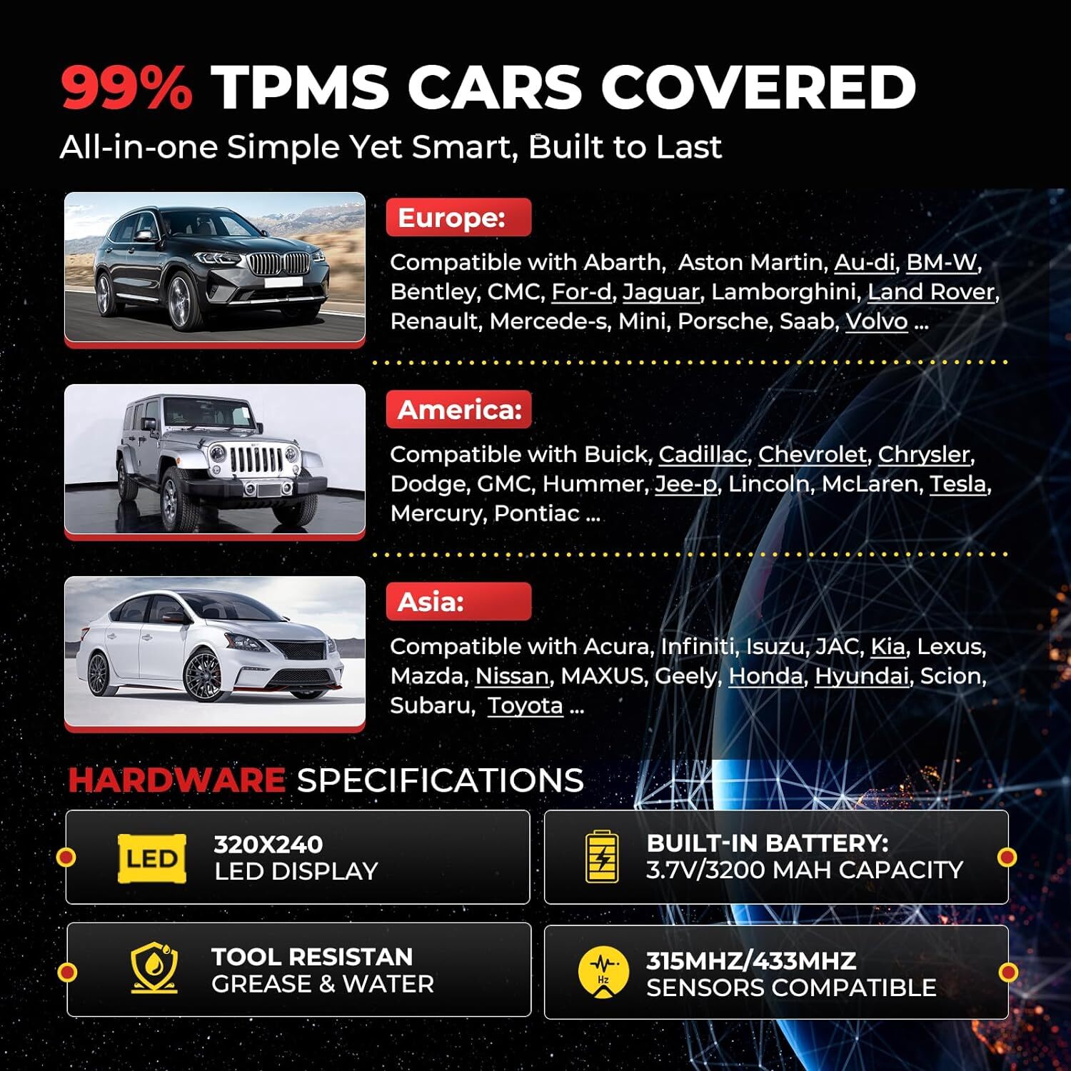 Autel MaxiTPMS TS508WF TPMS Programming Tool TPMS Reset Relearn Sensor Read DTCs