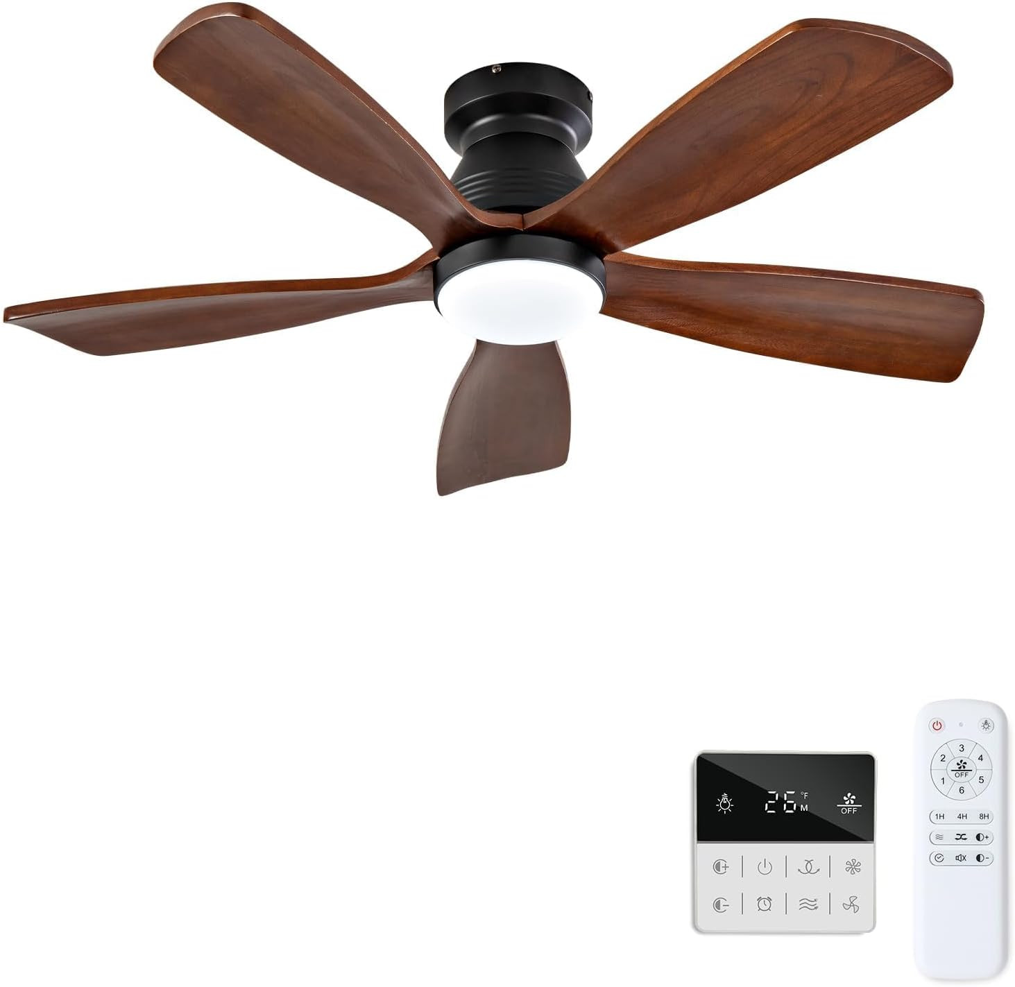 42" Modern Flush Mount Ceiling Fan with Lights & Remote for Indoor/Outdoor Use
