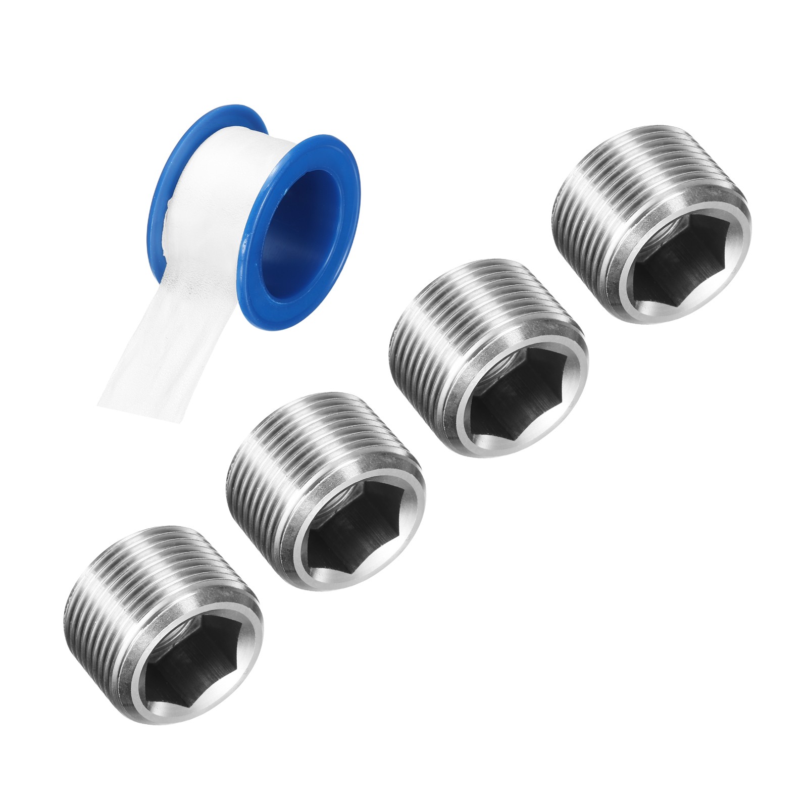 4Pcs M24x1.5x17.5 304 Stainless Steel Male Thread Internal Hex Pipe Plug Fitting