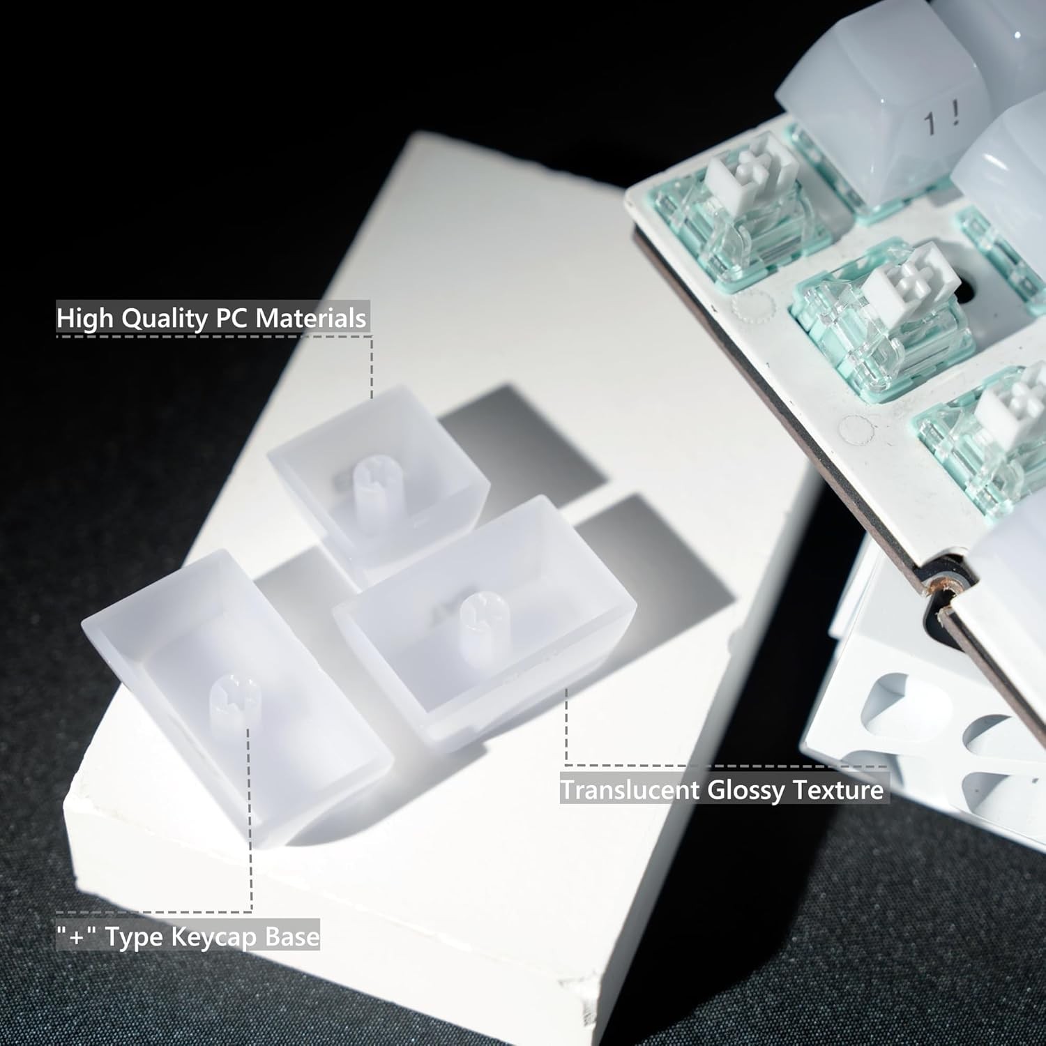 Keyboard Keycaps Jelly Ceramic Style Clear White Transparent Side Print MDA
