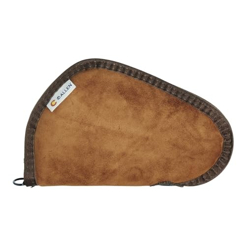 Brown 8 Inch Suede Leather Handgun Case Lockable with Faux Sherpa Lining