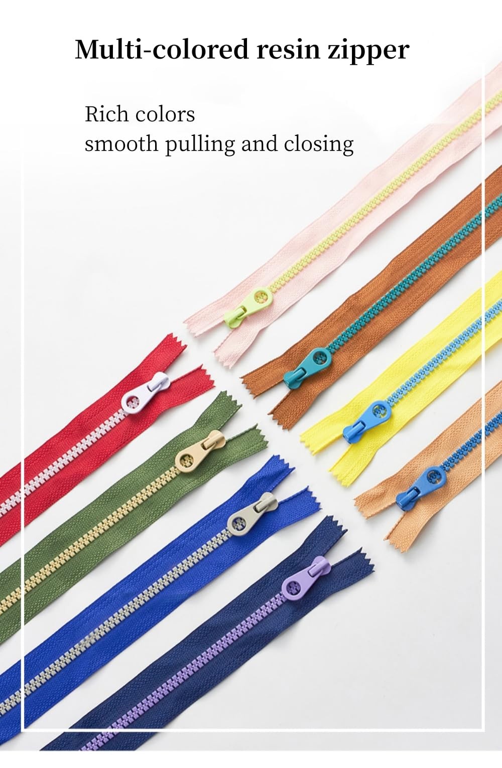 8 PCS 30cm 11.8in 5 Close-end Resin Plastic Zippers, 8 Colors, DIY Sewing Craft