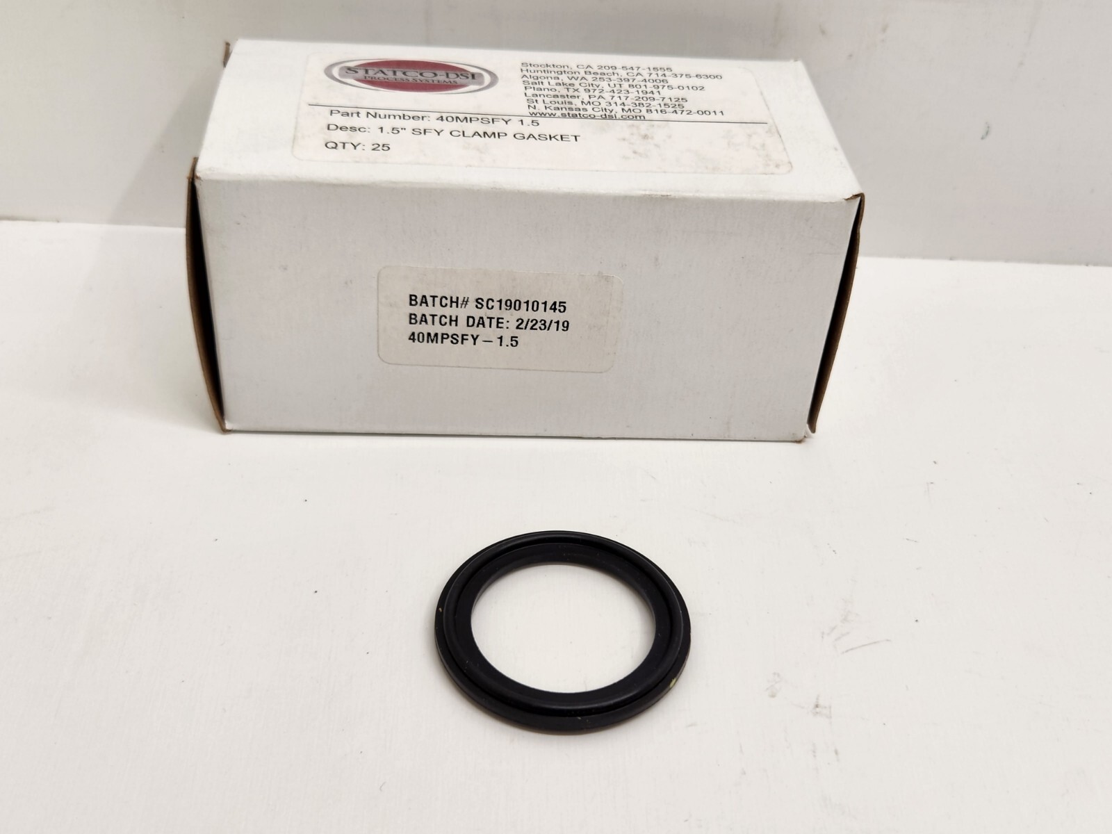 LOT OF (25) NEW IN BOX! STATCO-DSI 1.5" SFY CLAMP GASKET 40MPSFY-1.5