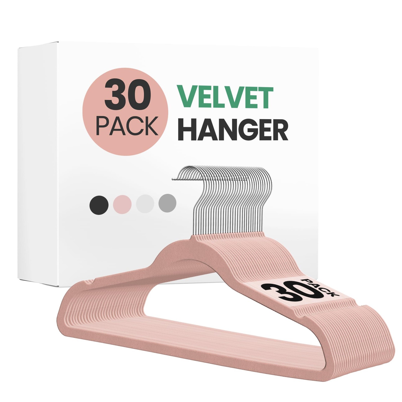 30 Pack Velvet Hangers, Heavy Duty Clothes Hangers for Coat, Pants & Dress, N...