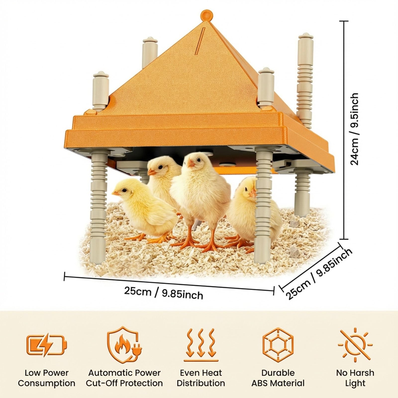 Brooder Plate for Chicks,10" x 10" Heat Plate for Chicks with Triangular Cone...